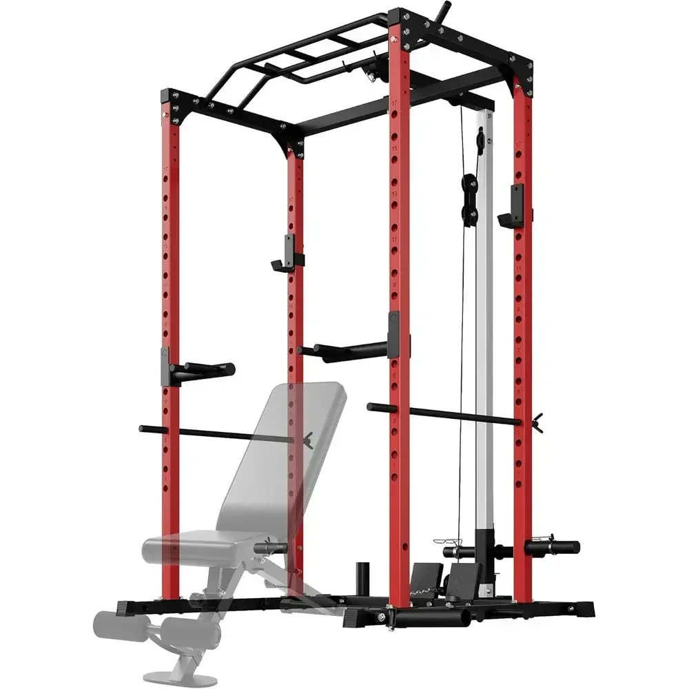 Home Gym Pulley System - 1200lb Capacity Multi-Function Squat Rack with