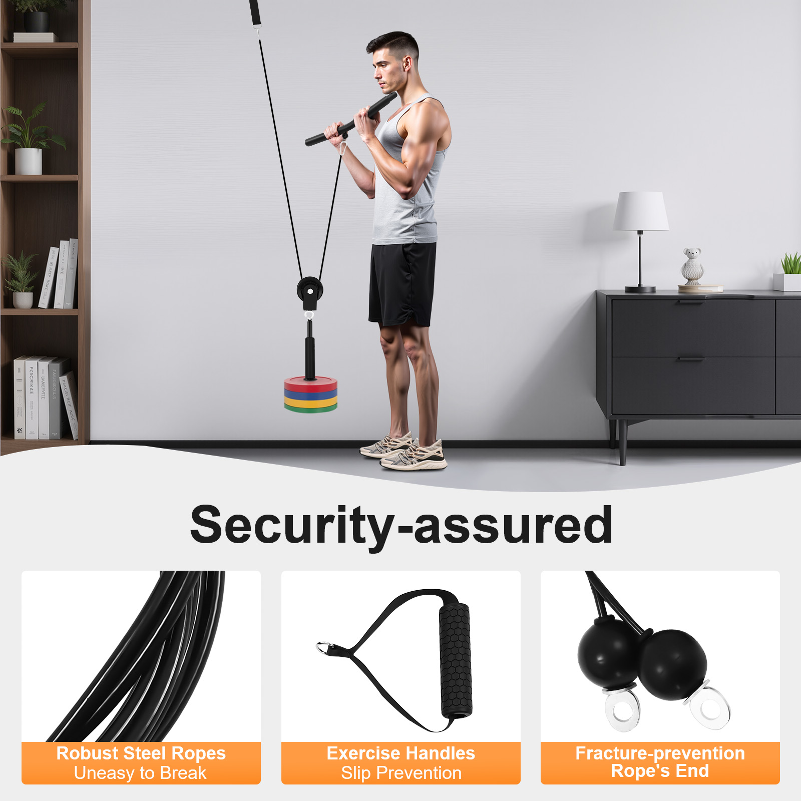 Home Gym Pulley System - 120kg Cable Pull Fitness System, Gym