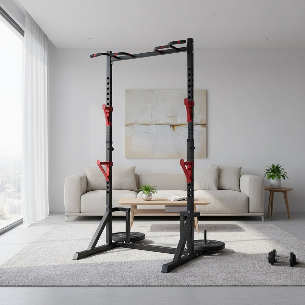 Adjustable Power Rack with Pul - Home Gym Gym Equipment review and price
