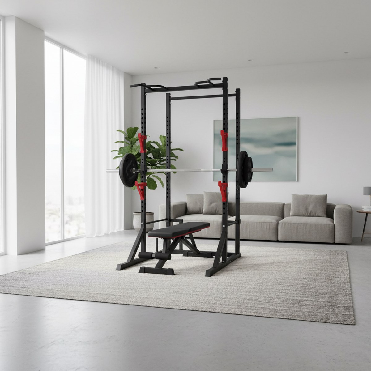 Adjustable Power Rack with Pul - Home Gym Gym Equipment review and price