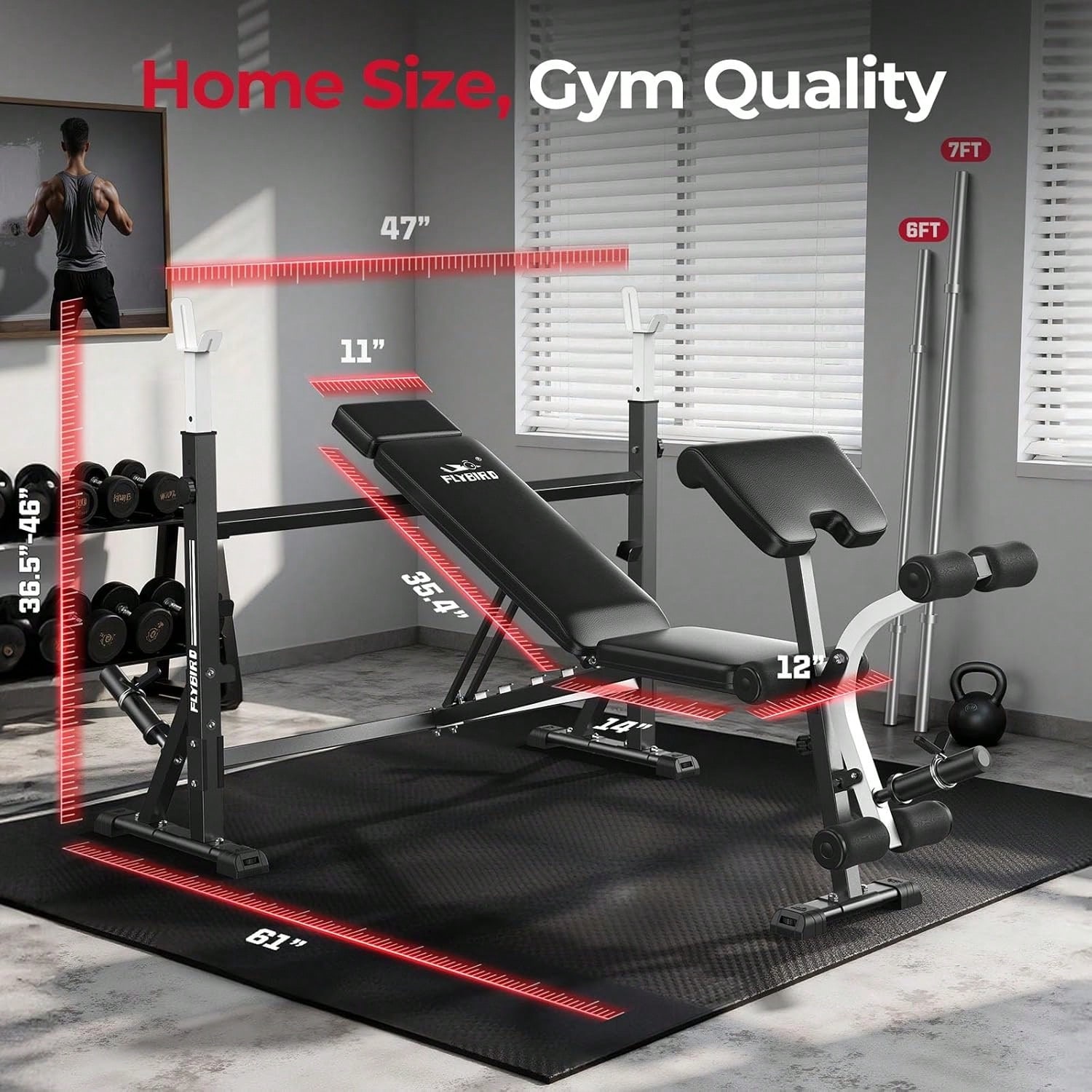 FLYBIRD Adjustable Weight Benc - Home Gym Weight Bench review and price