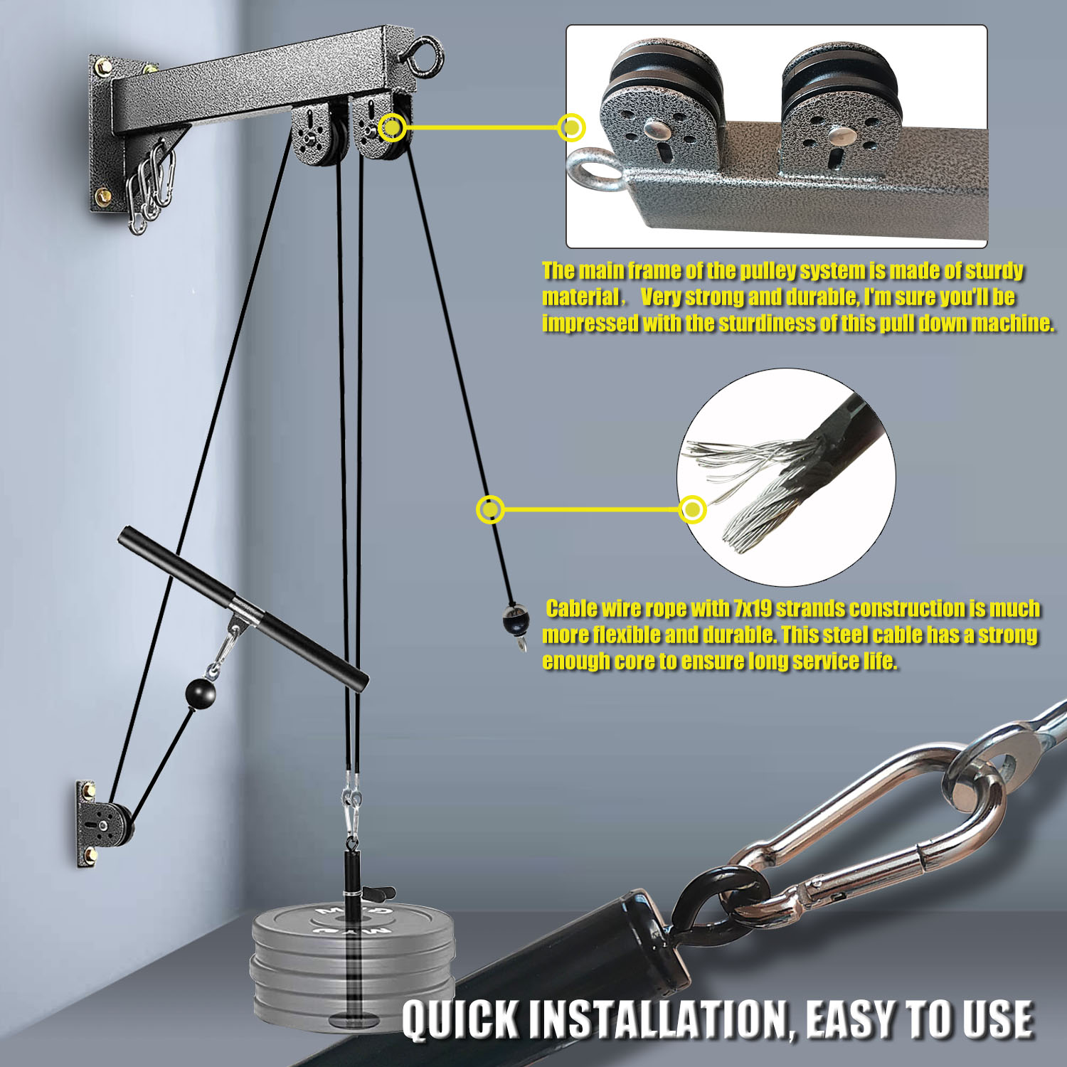 Fitness Wall Mounted Pulley Sy - Home Gym Pulley System review and price